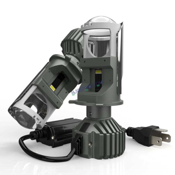 Second image of HJG Y6 Projector Lens H4 LED Bulb 50W HJG Y6 Projector Light Lamp H4 LED Mini Projector Lens with Fan for Bike Bulb 7000LM Conversion Kit Hi/Lo Beam Headlight 12V/24V for Motorcycle, Set of 1, White