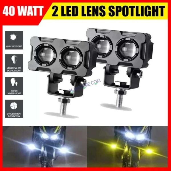 Second image of HJG New Model 2 LED Dual Shot 80W Fog Light For Bike/Car/Thar/Jeep ( Cool White, 40W each * 2 = 80W Total ) - Pack of 2