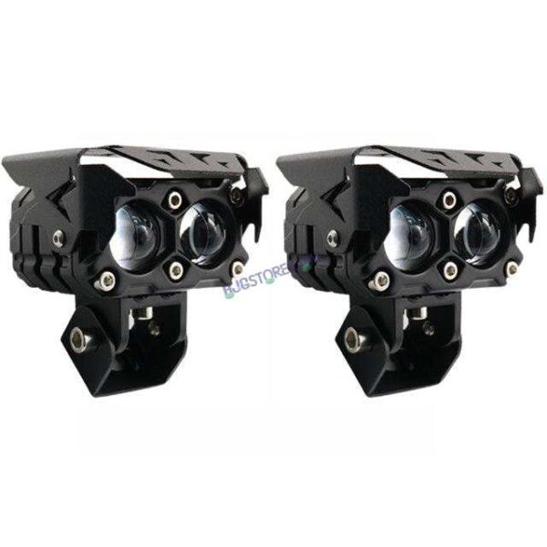 HJG Double Lens Future Eyes 2 Lens Dual Tone Fog Light with Smart LED 12-80W with Universal Fit for All Cars and Bikes (Hjg Original) - Yellow/ White