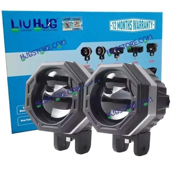 LIUHJG HJG HJG 125 Original Fog Light Hexagon HJG 125 Dual Lens 120W Foglight New Model with Power Adaptor Foglight Ultra Wide Dual Intensity LED Driving Fog Lights White/Yellow (2*60W = 120W Total) Universal For All Cars & Bikes