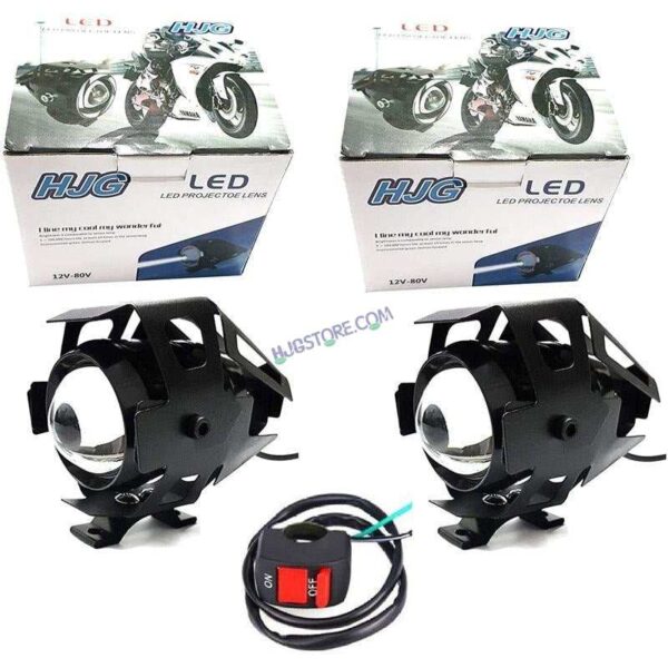 Second image of HJG U5 CREE LED Driving Fog Light in Aluminum Body with Switch for All Motorcycles, ATV and Bikes and Cars (15W, White Light, 2 PCS)