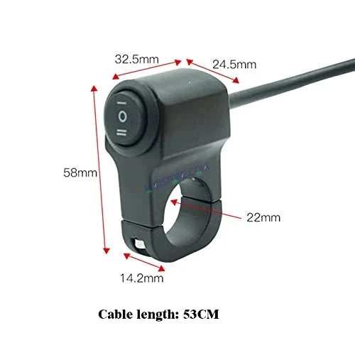 Second image of HJG Handlebar Switch 3 Way Universal 12V Handlebar CNC Metal Switch (3-Way) for All Bikes and Motorcycles HJG On-Off-On Headlight Fog Brake Light Switch Fit For All Motorcycles (Black)
