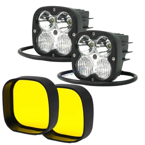 HJG 120W 4x4 4 LED CREE Spirit Model LIU HJG 60w Fog Light Auxiliary Light For All Motorcycles White With Yellow Filter Cap (Set of 2) HJG 4x4 CREE Spirit Model