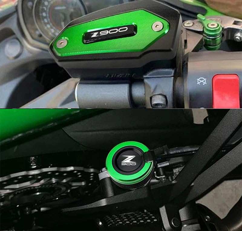Second image of CNC Front And Rear Brake Fluid Cylinder Master Reservoir Cover Cap With Z Logo For Kawasaki Z900 (Green)