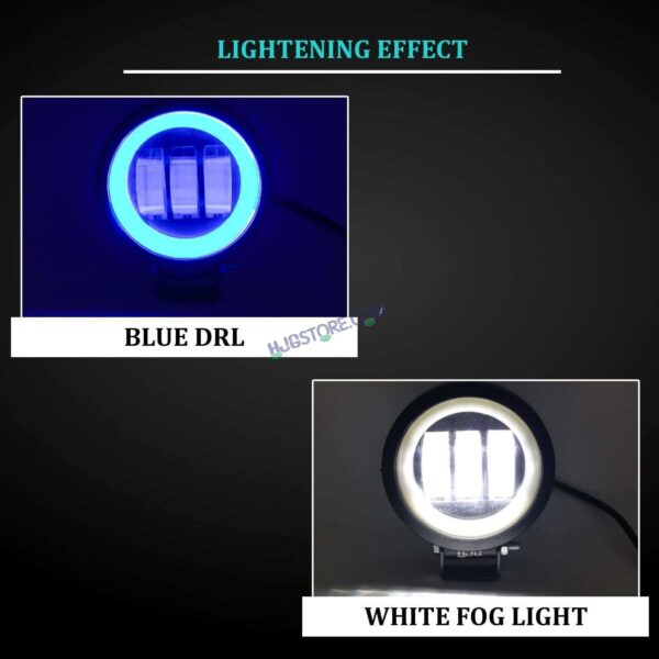 Second image of HJG Harley Round Shape fog light 3 Led Blue DRL For bikes and cars.(Light Power: 60W Voltage: DC9-80V)