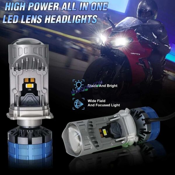 Second image of HJG Y6 New Model 250W Projector Lens H4 LED Bulb 250W HJG Y6 Projector Light Lamp H4 LED Mini Projector Lens with Fan for Car Bulb 25000LM Conversion Kit Hi/Lo Beam Headlight 12V/24V for Car SUV, Set of 2, White Hi/Lo LIU HJG Y6 H4 250W, Pack of 2