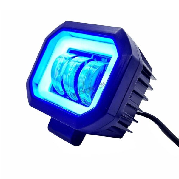 Second image of HJG Harley Square Shape fog light 3 Led Blue DRL For Bikes & Cars.(Light Power: 60W Voltage: DC9-80V)