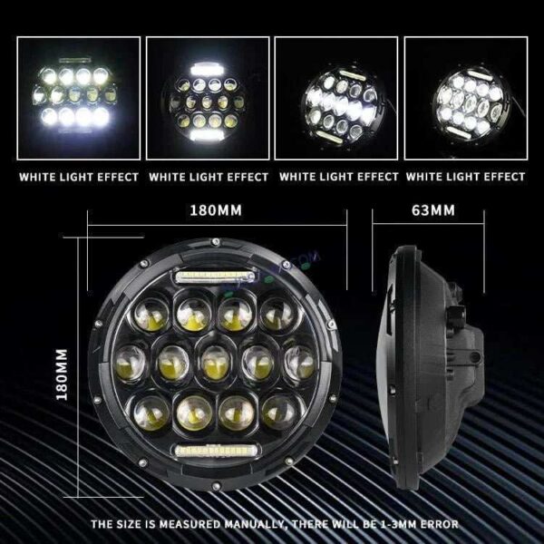 HJG 7 Inch Led Headlight Assembly Halo Lights Dual Color Yellow White 7 Inch Round Motorcycle Lights For Jeeps Universal Car Compatible with Royal Enfield, Jeep & Harley Davidson 231042 2