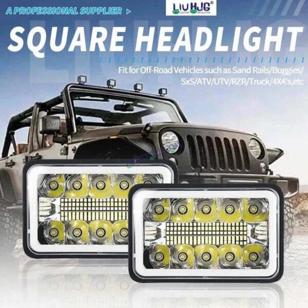 Second image of HJG New Model Reflector Lens Headlight Assembly Square 12v 45w 4x6" 5x7" Inch Led Headlights For Jeep, Splendor Headlight Assembly HJG 231200