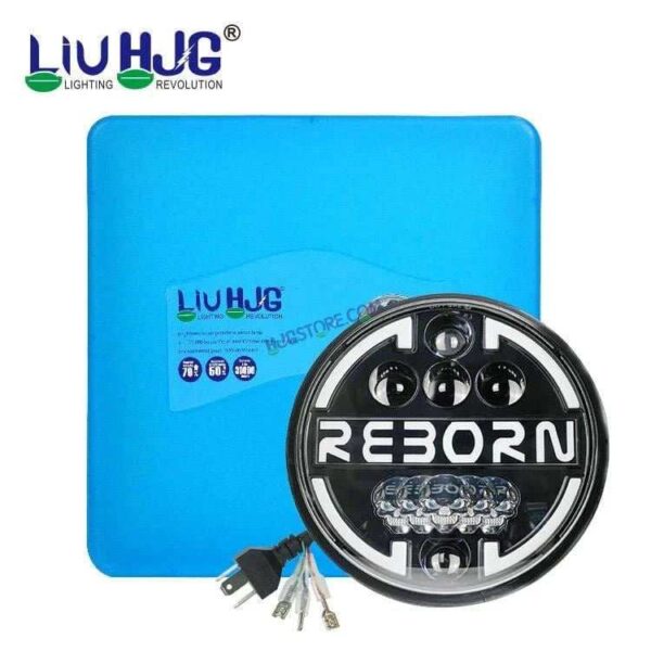 Second image of HJG 7 Inch Led Headlight Halo Lights Dual Color Yellow White 90w 7 Inch Round Motorcycle Lights For Jeeps Universal Car Compatible with Royal Enfield, Jeep & Harley Davidson HJG Reborn