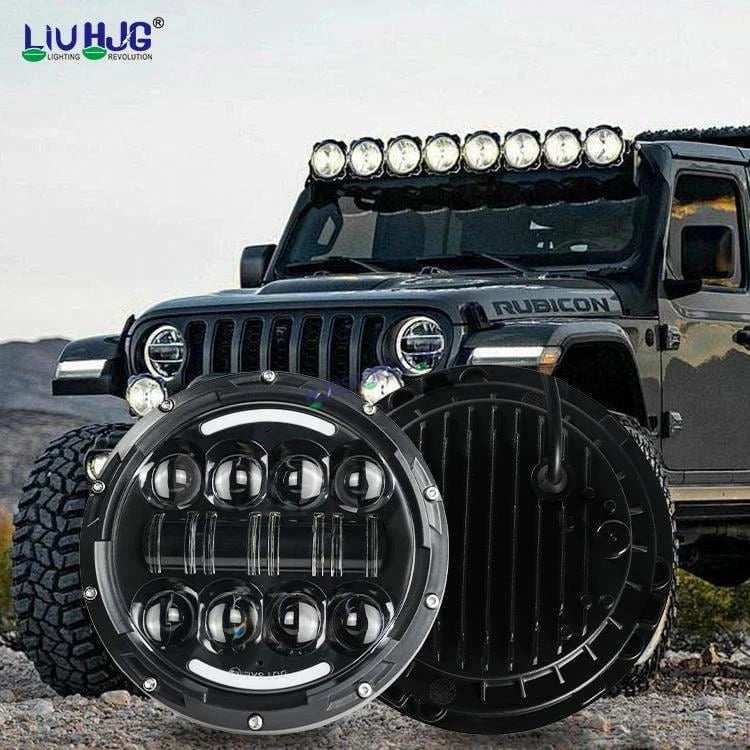 HJG 7 Inch 7 Inch Led Headlight For Land Rover Defender Accessories Halo Led Lights For Royal Enfield Thar 231053 2