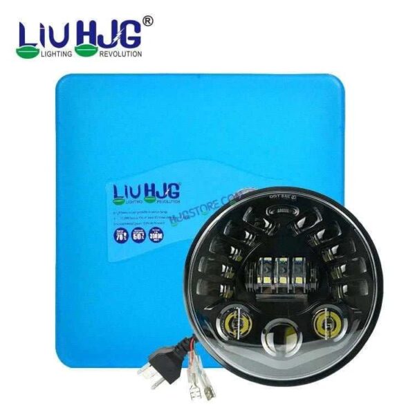 Second image of HJG 7 Inch Led Headlight Halo Lights Dual Color Yellow White 90w 7 Inch Round Motorcycle Lights For Jeeps Universal Car Compatible with Royal Enfield, Jeep & Harley Davidson 231047