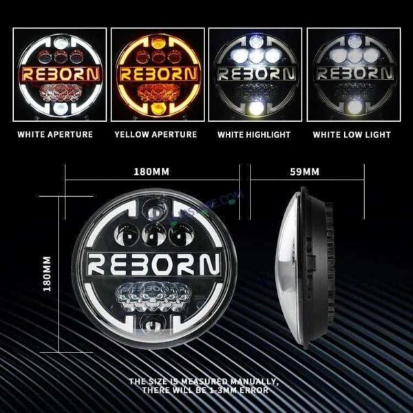 Second image of HJG 7 Inch Led Headlight Halo Lights Dual Color Yellow White 90w 7 Inch Round Motorcycle Lights For Jeeps Universal Car Compatible with Royal Enfield, Jeep & Harley Davidson Reborn 2