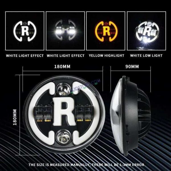 Second image of HJG 7 Inch Led Headlight Assembly Halo Lights Dual Color Yellow White 7 Inch Round Motorcycle Lights For Jeeps Universal Car Compatible with Royal Enfield, Jeep & Harley Davidson R 231048