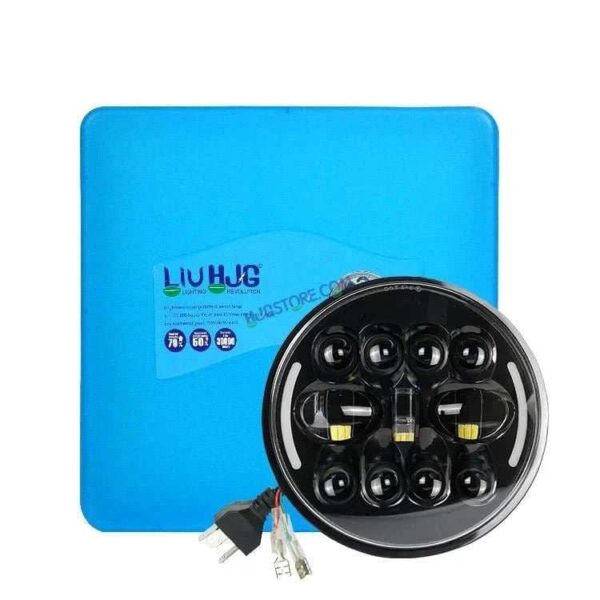 HJG 7 Inch Led Headlight Halo Lights Dual Color Yellow White 90w 7 Inch Round Motorcycle Lights For Jeeps Universal Car Compatible with Royal Enfield, Jeep & Harley Davidson King Kong