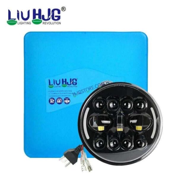 Second image of HJG 7 Inch Led Headlight Halo Lights Dual Color Yellow White 90w 7 Inch Round Motorcycle Lights For Jeeps Universal Car Compatible with Royal Enfield, Jeep & Harley Davidson King Kong