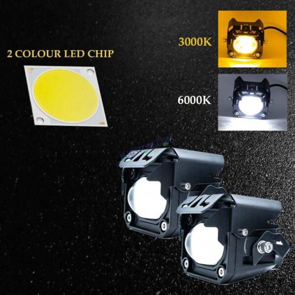 Second image of HJG Original Future Eyes 1 Foglight Mega Drive 60W Dual LED Dual Color Fog Light with Red DRL 60W Spot Foglight Ultra Wide Spot Light MEGA DRIVE For Bike/Car/Thar/Jeep/SUV/Universal (Red, Cool White, Yellow), Pack of 2 LIU HJG Future Eyes 1 Foglight