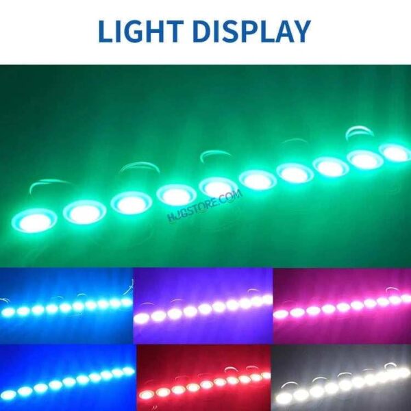 Second image of HJG Round Blue Underglow PATCH LIGHTS (Front/Rear , Bike Body Lights) - PACK OF 4 - IP65 WATERPROOF DUSTPROOF SHOCKPROOF - Universal Decorative Light for all Motorbike, Car, Trucks LED (12V, 1.5 W) (Universal, Pack of 4, Blue)