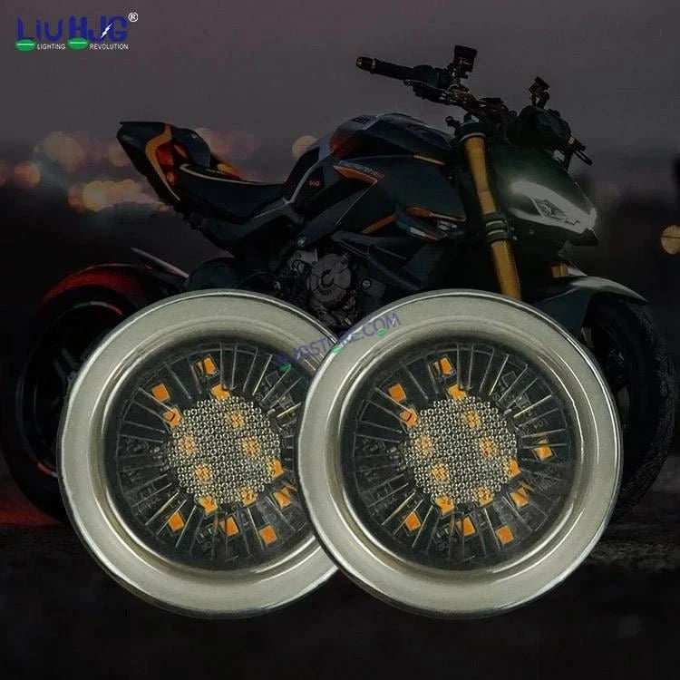 HJG Indicator Round Waterproof Flexible Blinker Bright LED Indicators Universal For All Bike Models Motorcycle Turn Signal Lights HJG Indicator with DRL 231118