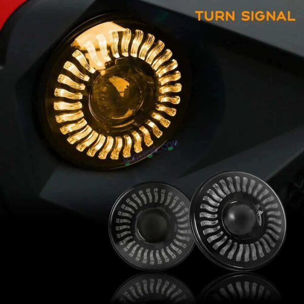 Second image of HJG 7 Inch White LED Headlight Chakra Headlight Assembly for Thar Royal Enfield | 75-120W CREE/Osram LED Chip Multi color Compatible with Royal Enfield, Jeep, Thar, Gypsy