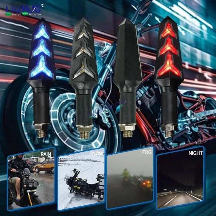 HJG Waterproof Flexible Arrow Running Style Blinker Bright LED Indicators Universal For All Bike Models Motorcycle Turn Signal Lights