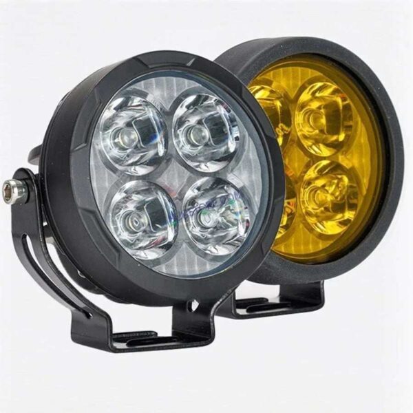 Second image of HJG 4 LED 80W Round CREE Foglight Foglamp with Yellow Cover 80W 4 LED HJG 80W 4 LED Car Accessories Led Headlights Lights Led Fog Lights For Motorcycle Car SUV Lights, Set of 2 with Wiring Harness Kit HJG 4 LED Round 80W