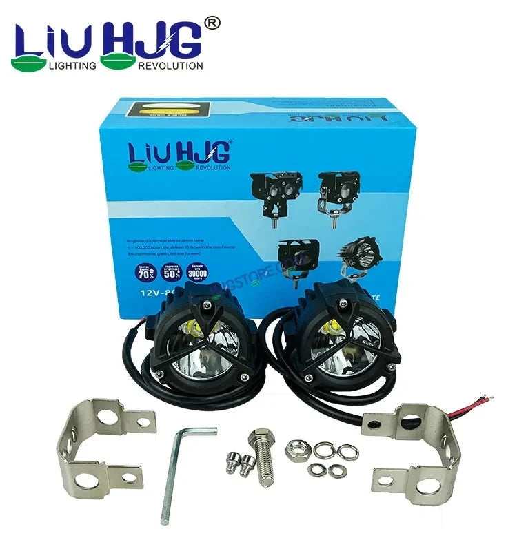 Second image of HJG Mercedes Y Lens Version 1.0 CREE Foglight Ultra Wide CREE Intensity LED Driving Fog Lights White (2*45W = 90W Total) Universal For All Cars & Bikes HJG CREE Off Road Foglights Spread LIU HJG Trident 1.0 Mercedes Y Lens Version 1.0 Foglight, Pack of 2