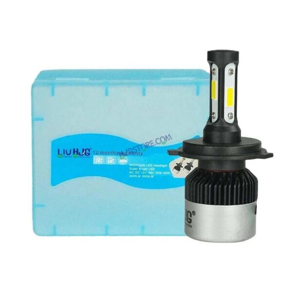 HJG Original Nighteye H4 LED Single Pc Bike Headlight Bulb with H4 Fitting COB Chips 6500K White for bike (Pack of 1)