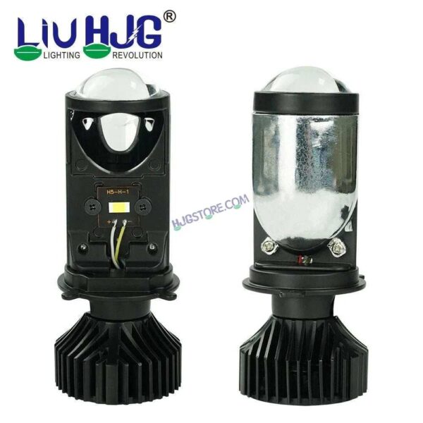 Second image of HJG Y6 Projector Lens Set of 2 H4 LED Bulb 100W Car HJG Y6 Projector Light Lamp H4 LED Mini Projector Lens with Fan for Bike Bulb 7000LM Conversion Kit Hi/Lo Beam Headlight 12V/24V for Motorcycle, Set of 2, Car, White Hi/Lo
