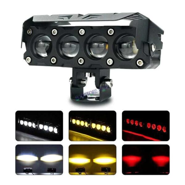Second image of HJG Future Eyes 4 Lens 120W 4 Lens MEGA DRIVE Fog Light For Bike/Car/Thar/Jeep ( Cool White, 60W each * 2 = 120W Total ) - Pack of 2 Future Eyes 4 Lens