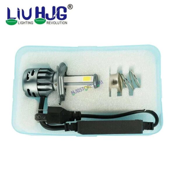 Second image of HJG M4 Mini ORIGINAL LED Headlight Bulb H4 80W For All Motorcycles (Low and High Beam Bulbs (White) AC/DC 80Watt 4 Side Chip) - Type H4 Hi/Lo