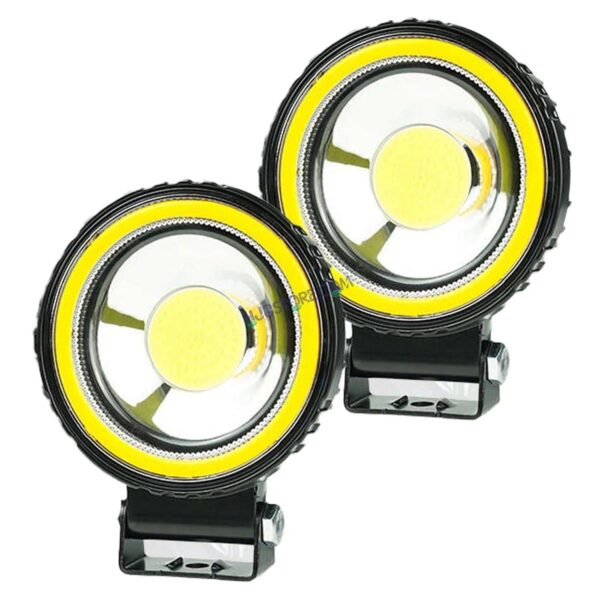 HJG Single LED New Model Round Fog Light 60W LIU HJG Round Fog Light with Red DRL For Universal For Bike Universal For Car (Set of 2) 60W HJG Round Foglight with Red DRL, Flash Mode
