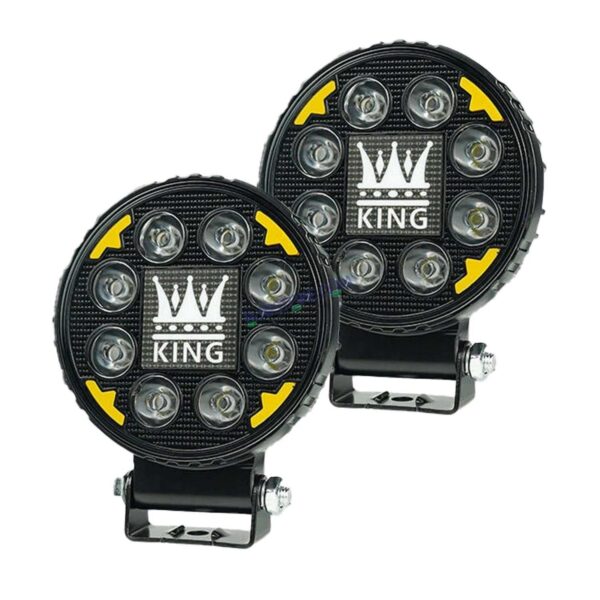 HJG 8 LED New Model KING Fog Light 60W LIU HJG Round Fog Light with DRL For Universal For Bike Universal For Car (Set of 2) 60W HJG KING Round Foglight with Red DRL, Flash Mode