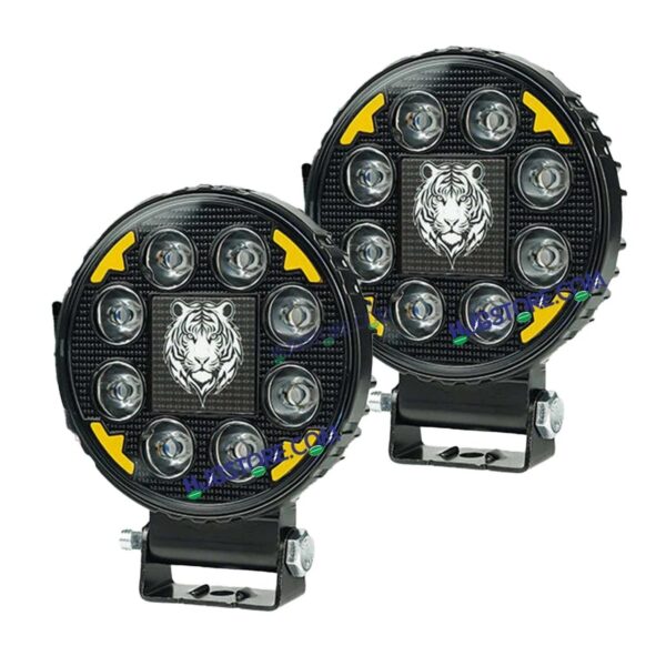 HJG 8 LED Tiger Round New Model Fog Light 60W LIU HJG Round Tiger Fog Light with DRL For Universal For Bike Universal For Car (Set of 2) 60W HJG