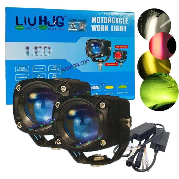 HJG 120W Tri Color Lemon Green Foglight HJG Original Lime Green Mini Drive V6 Red DRL White Yellow Mini Drive Red Devil Eye, Lemon Green Light, White, Yellow Color With Canbus Wiring HJG Lemon Green Tri Color Fog light 120W, 4 Colours, 120W