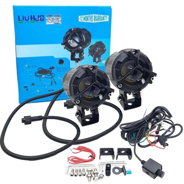 LIUHJG LIU HJG Mercedes Y Lens Foglight with Dimmer Controller Wiring Harness Kit Ultra Wide Dual Intensity LED Driving Fog Lights White/Yellow (2*45W = 90W Total) Universal For All Cars & Bikes with Brightness Controller Switch