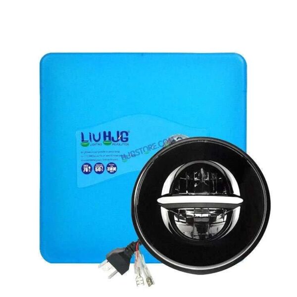 HJG 7 Inch Minus LED Headlight Assembly Halo Lights Dual Color Yellow White 7 Inch Round Motorcycle Lights For Jeeps Universal Car Compatible with Royal Enfield, Jeep & Harley Davidson Minus Line Without Ring