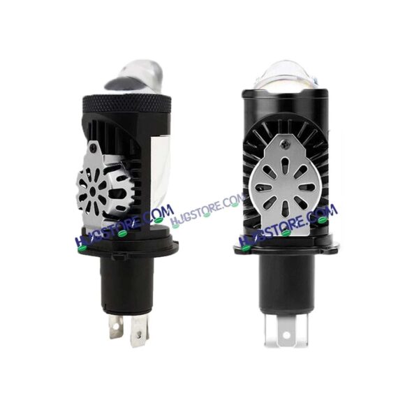 Second image of HJG RTD Lens H4 New Model RTD Lens Dual Projector Lens H4 LED Bulb 75W HJG Projector Light H4 LED Mini Projector Lens with Fan Bulb 12000LM Conversion Kit Hi/Lo Beam Headlight 12V/24V for Motorcycle/Car, Set of 1, Red Devil DRL/White Hi/Lo 75W