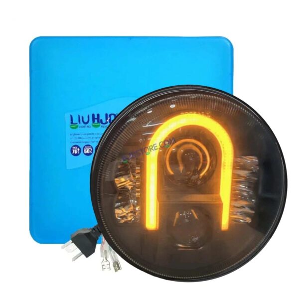 Second image of HJG U Shape Genuine U Shape New Model U Ring 7 Inch LED Headlight with Spotless and Bright DRL Fits in Royal Enfield (All Model) And Mahindra Thar (12V-80V DC 75W-110W)