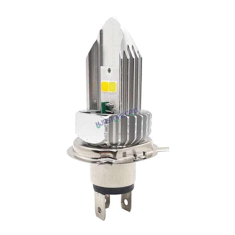 HJG H4 Leaf New Model White Yellow Leaf LED Headlight Bulb H4 For All Motorcycles (Low and High Beam Bulbs (White/Yellow) White Yellow 30W) - Type H4