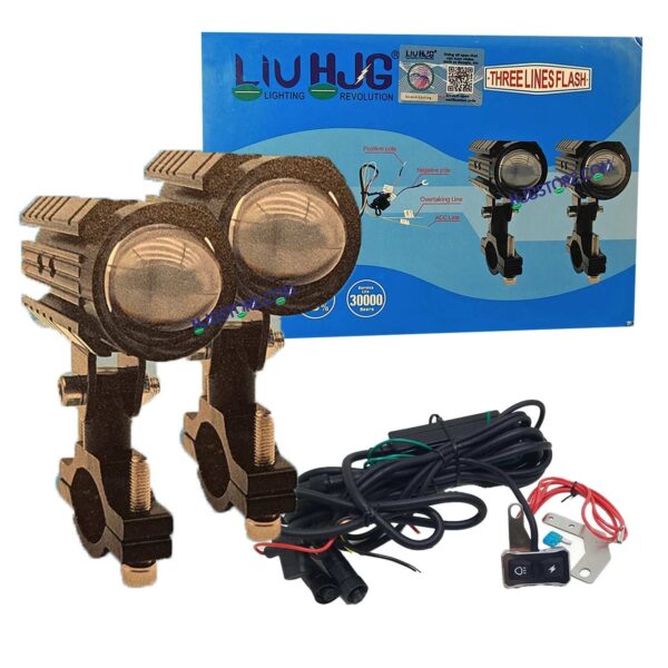 Second image of HJG Remote Mini Drive Lens Foglight with Remote Wiring Harness Kit Ultra Wide Dual Intensity LED Driving Fog Lights White/Yellow Universal For All Cars & Bikes With Wiring Harness Kit
