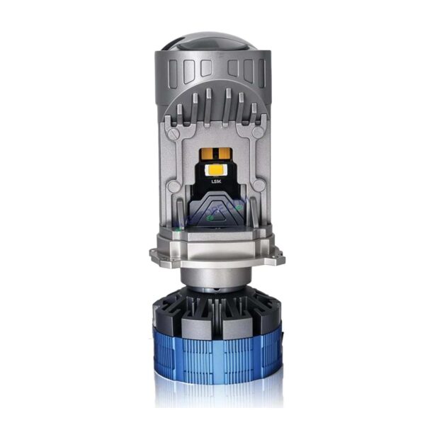 HJG Y6 New Model 55W Projector Lens H4 LED Bulb 55W HJG Y6 Projector Light Lamp H4 LED Mini Projector Lens with Fan for Bike Bulb 7000LM Conversion Kit Hi/Lo Beam Headlight 12V/24V for Motorcycle, Set of 1, White Hi/Lo