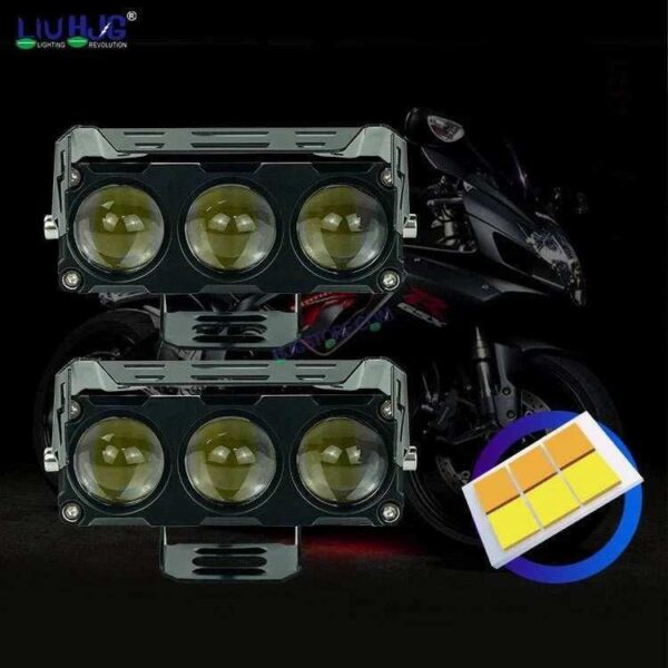 Second image of HJG Future Eyes 3 Lens 90W 3 Lens MEGA DRIVE Fog Light For Bike/Car/Thar/Jeep ( Cool White, 45W each * 2 = 90W Total ) - Pack of 2 Future Eyes 3 Lens