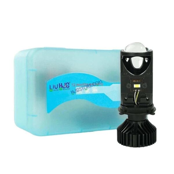 HJG Y6 Projector Lens H4 LED Bulb 50W HJG Y6 Projector Light Lamp H4 LED Mini Projector Lens with Fan for Bike Bulb 7000LM Conversion Kit Hi/Lo Beam Headlight 12V/24V for Motorcycle, Set of 1, White Hi/Lo