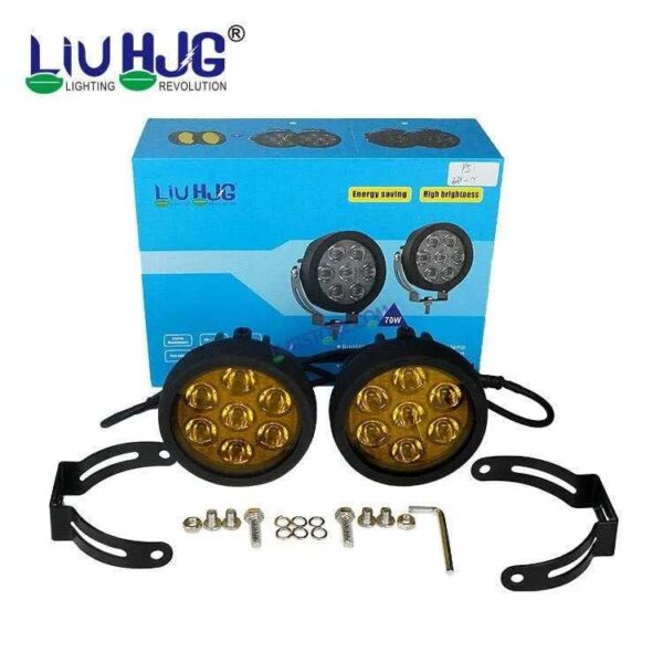 Second image of HJG New 7 LED 140W Foglight Foglamp with Yellow Cover 140W 7 LED HJG 140W 7 LED Car Accessories Led Headlights Lights Led Fog Lights For Motorcycle Lights, Set of 2 with Dimmer Controller Wiring Harness Kit, Brightness Controller Wiring