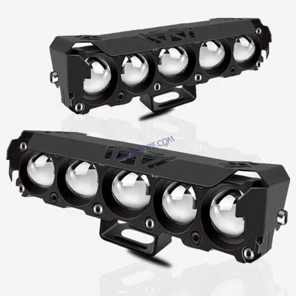 HJG Future Eyes 5 Lens HJG 5 Lens Without Fan NEW MEGA DRIVE Fog Light For Bike/Car/Thar/Jeep ( Cool White/Yellow/Warm White/Flash/Red DRL ) - Pack of 2 Future Eyes 5 Lens with Red DRL HJG
