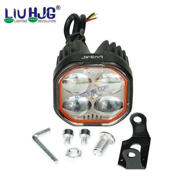 Second image of HJG New 4x4 Projector Lens Foglight 4 LED Projector Fog Quad 4x4 Lens 40W with Red DRL Foglight Ultra Wide Dual Intensity LED Fog Lights White/Yellow/Red DRL Projector (40W) Universal For All Cars & Bikes LIU HJG Projector 4x4 Lens Projector Fog Light