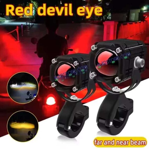Second image of HJG CO-2 30W plus 30W Mini Drive V4 Version 4 60W (30 * 2) Future 1 LED Mini Drive Light Red Devil Eye Light Co2 Multiple Connecting Red Yellow White Color With Wiring Harness Kit
