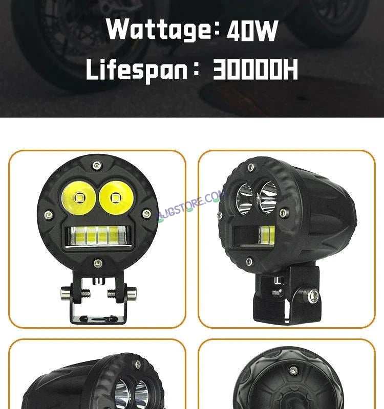 Second image of HJG LED Foglight Alien Motorcycle Light 40w Auxiliary Led Spotlights Mini Fog/driving Lights For Motorcycle White/yellow Motorbike Led Lights, Set of 2
