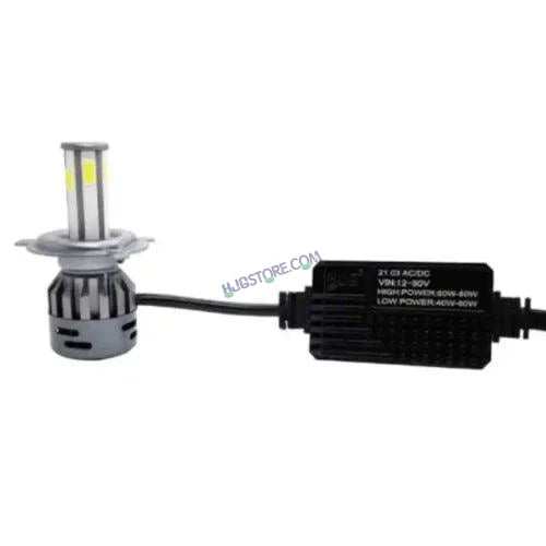 HJG M6 Mini ORIGINAL LED Headlight Bulb H4 80W For All Motorcycles (Low and High Beam Bulbs (White) AC/DC 80Watt 6 Side Chip) - Type H4